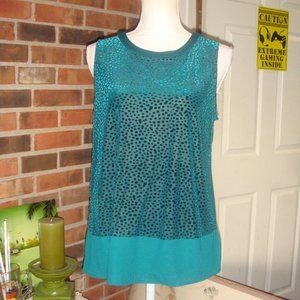 Apt 9 Green Velvet Polka Dot Top M